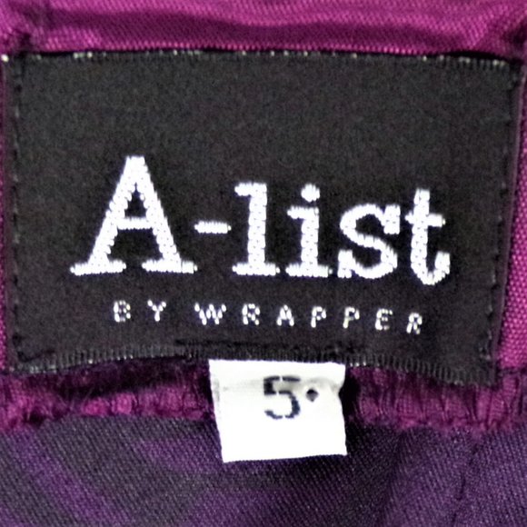 A-LIST BY WRAPPER size 5/6 purple/black satin sleeveless long gown - Picture 10 of 12
